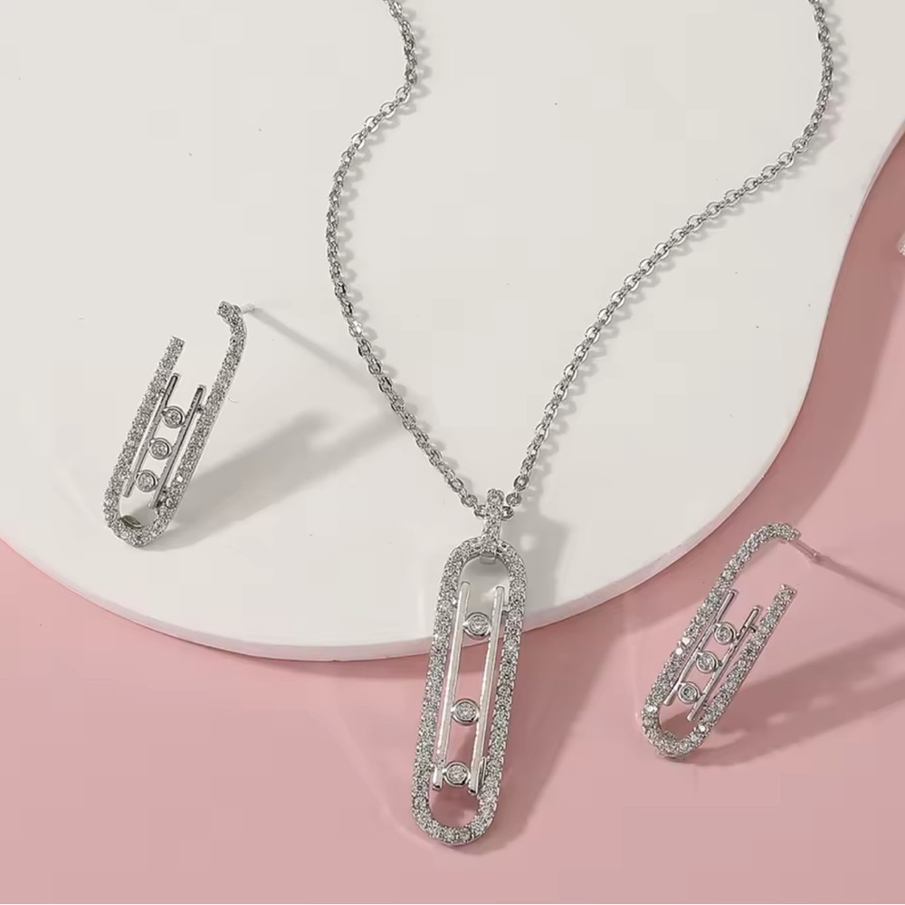 Silver Necklace and Earring Set